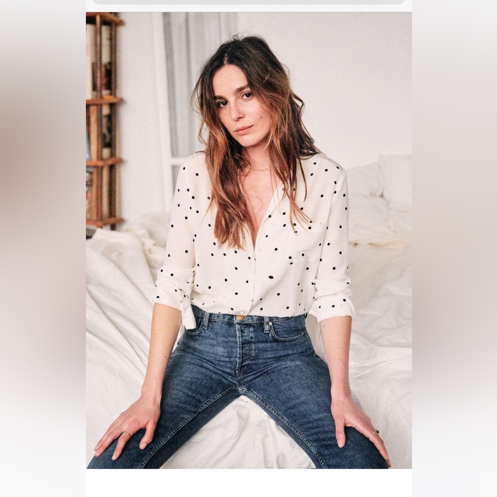 Sezane White Polka Dot Blouse